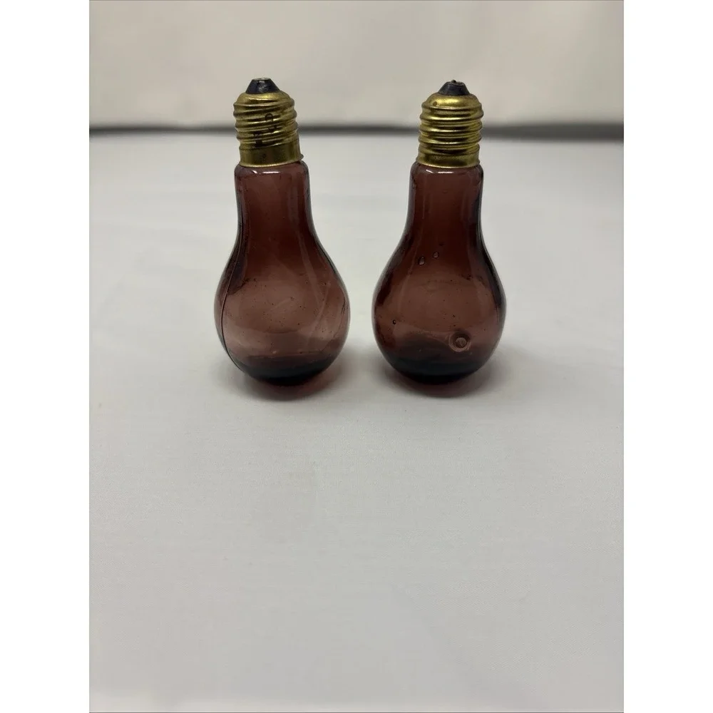 Vintage 1960s Purple Blown Glass Light Bulb Salt & Pepper Shakers Retro MCM Rare